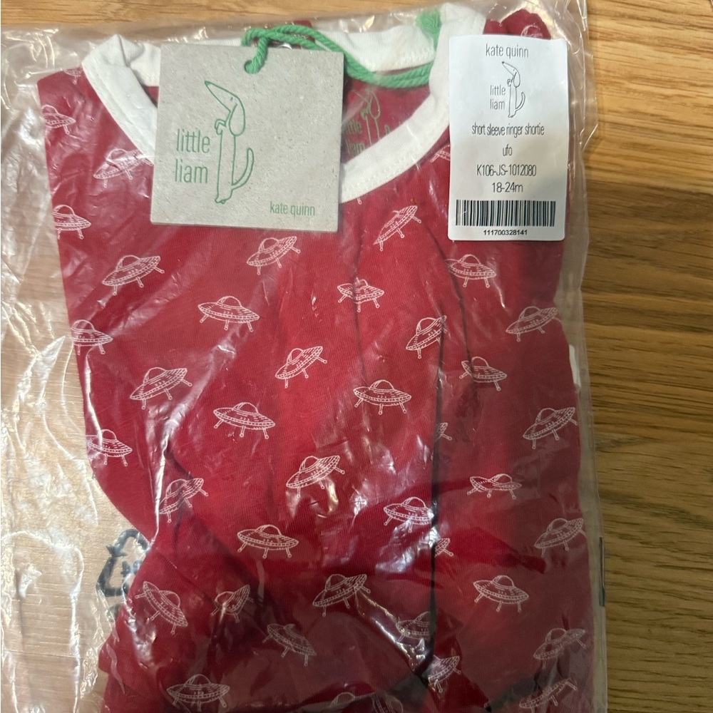 Kate Quinn little Liam edition short sleeve shortie ufo and Dino hoodie